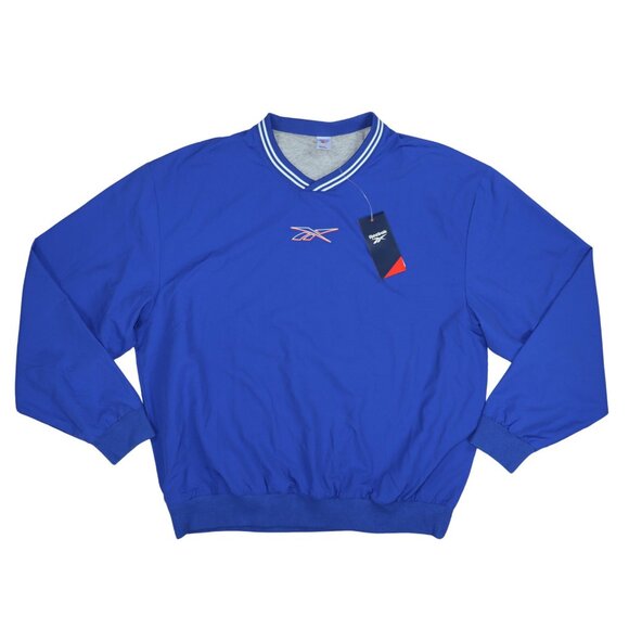 Reebok V-Neck Logo Front Lined Long Sleeve Pullover Men's Athletic Top NWT - Picture 1 of 2